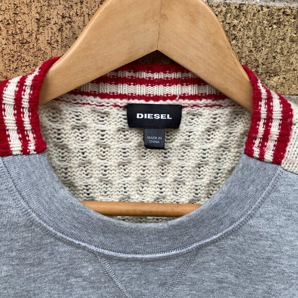 Limited Edition Diesel Half Knit Half Crew Sweater Gray - Picture 8 of 8